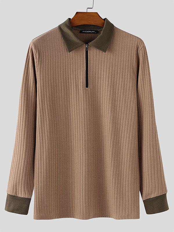 Men's Colorblock Textured Long Sleeve Sweater SKUL28554