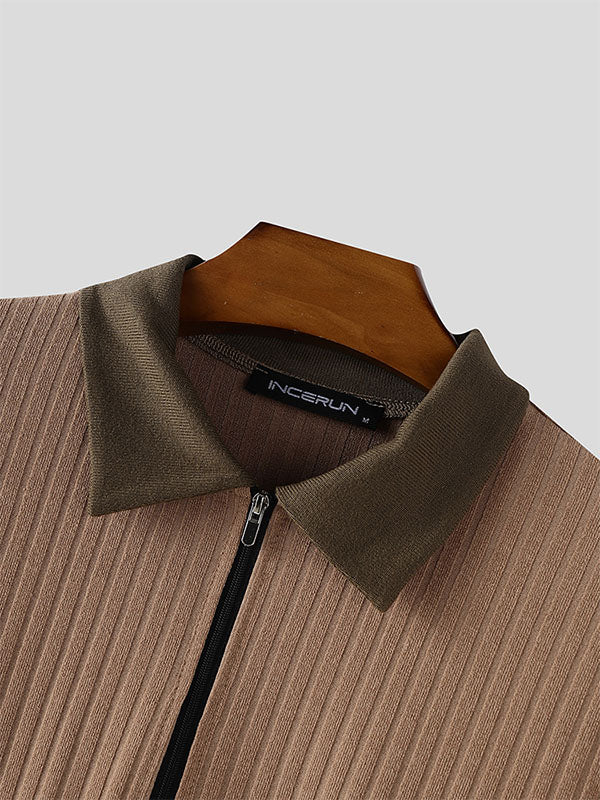 Men's Colorblock Textured Long Sleeve Sweater SKUL28554