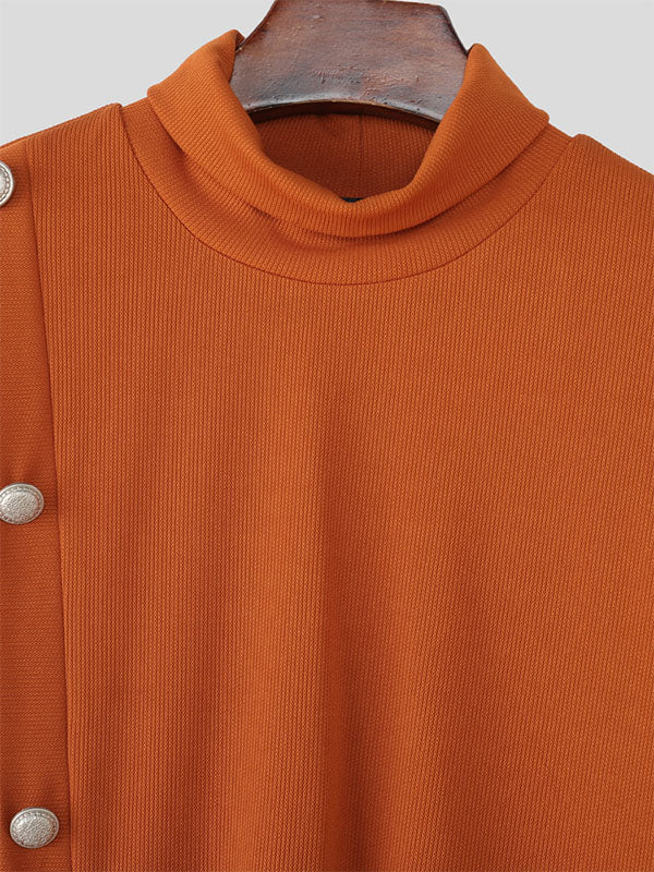 Men's Textured Knit High Neck Long Sleeve Sweater SKUL31989