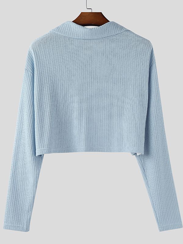 Men's Deconstructed Textured Zip Long Sleeve Sweater SKUL37682