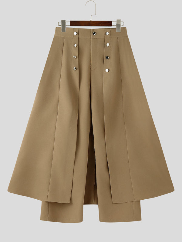 Mens Faux Two-Piece Layered Casual Pant SKUL11493