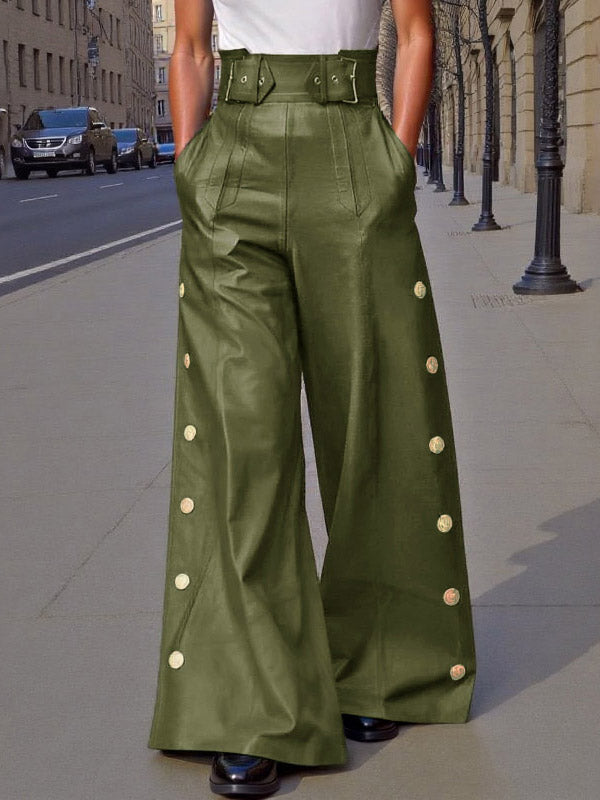 Mens Metal Buckle Patchwork High-Waisted Pant SKUK98082