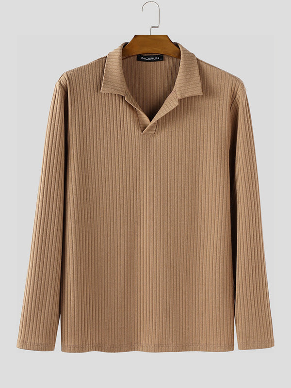 Men's Solid Color Textured Long Sleeve Sweater SKUL28545