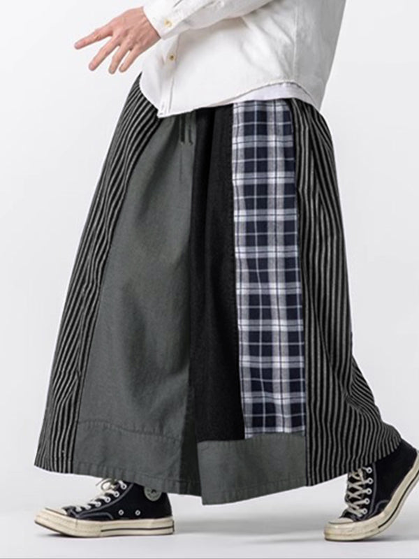 Men's Plaid Striped Colorblock Loose Pant SKUL24557