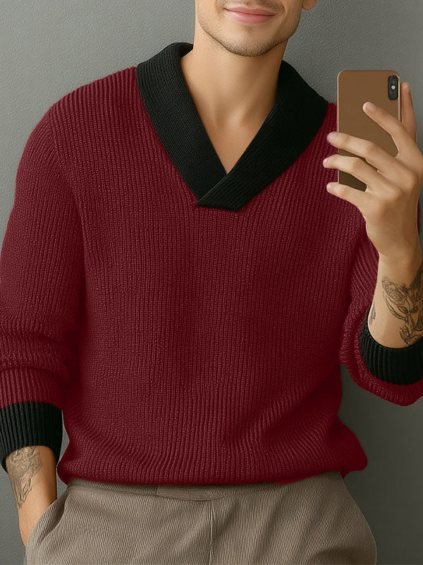 Men's Knit Colorblock Long Sleeve Sweater SKUL29751