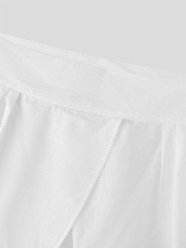 Mens Solid Color Irregular High-Waisted Pant SKUL04242