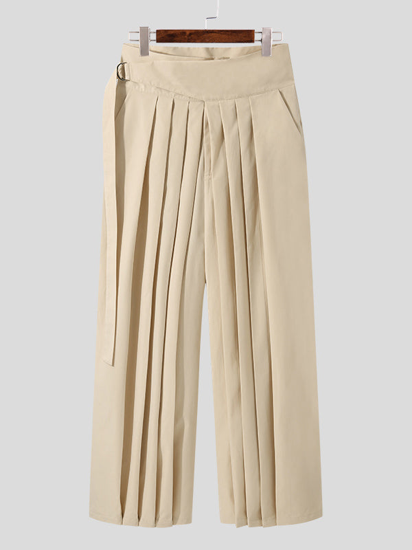 Mens Pleated Wide-leg Loose Skirt Pants SKUI70910