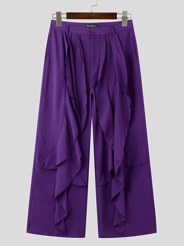 Mens Ruffle Asymmetric Hem Pant SKUK89165