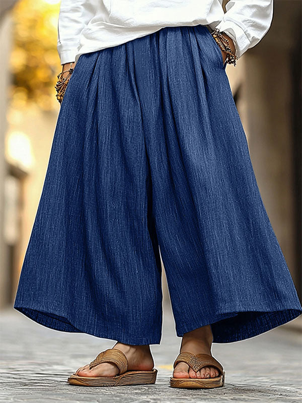 Mens Textured Wide Leg Casual Pant SKUL10768