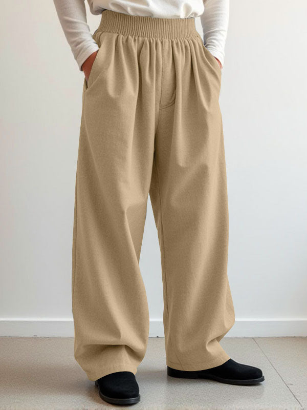 Mens Solid Color Ruched Casual Pant SKUL02034