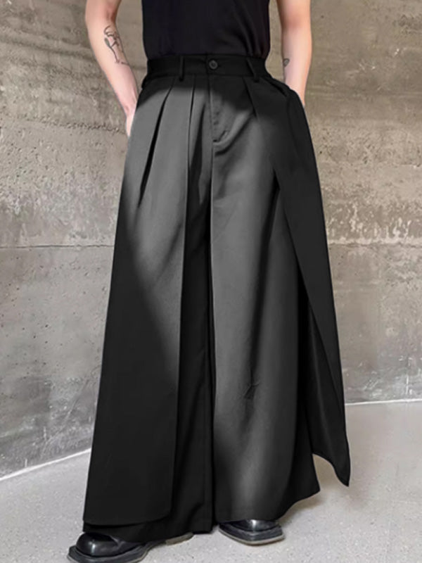 Mens Solid Patchwork Casual Loose Pants SKUK57433