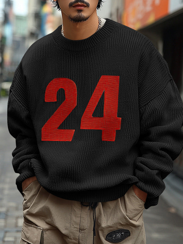 Mens Digital Print Knit Long-Sleeve Sweater SKUK79191