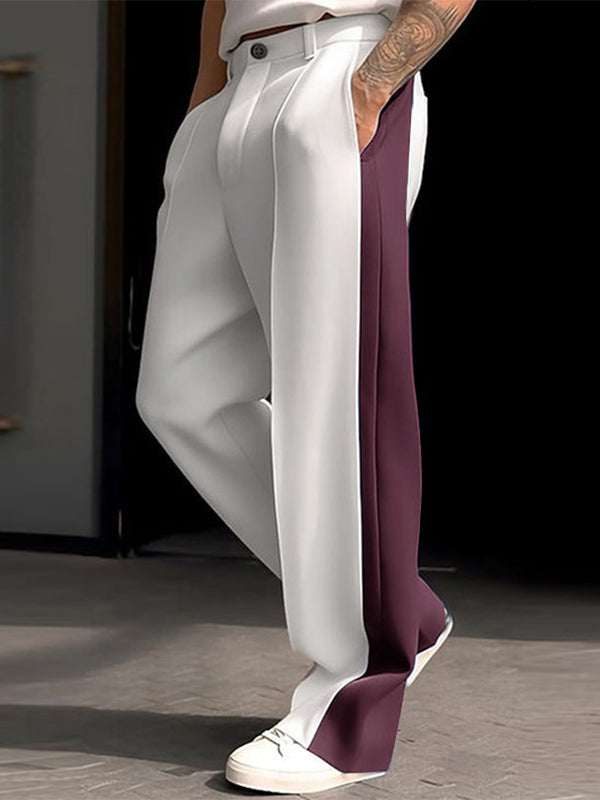 Mens Color-Block Panel Casual Long Pant SKUK86864