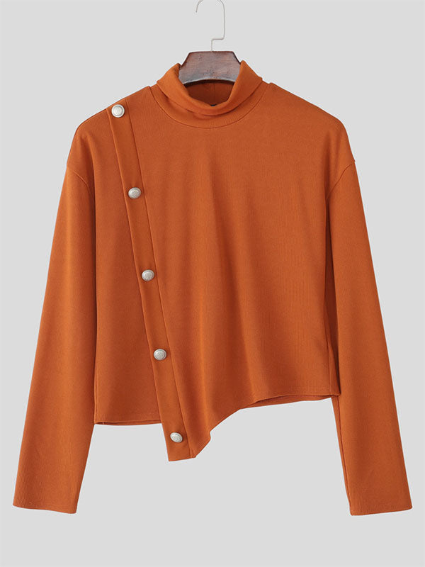 Men's Textured Knit High Neck Long Sleeve Sweater SKUL31989