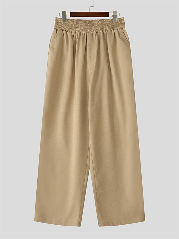 Mens Solid Color Ruched Casual Pant SKUL02034