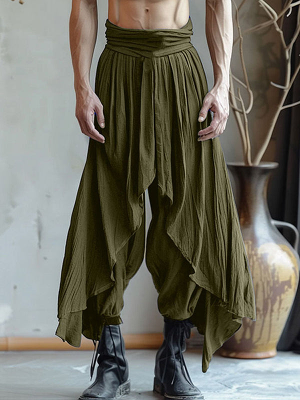 Mens Deconstructed Solid Color Layered Pant SKUK80509