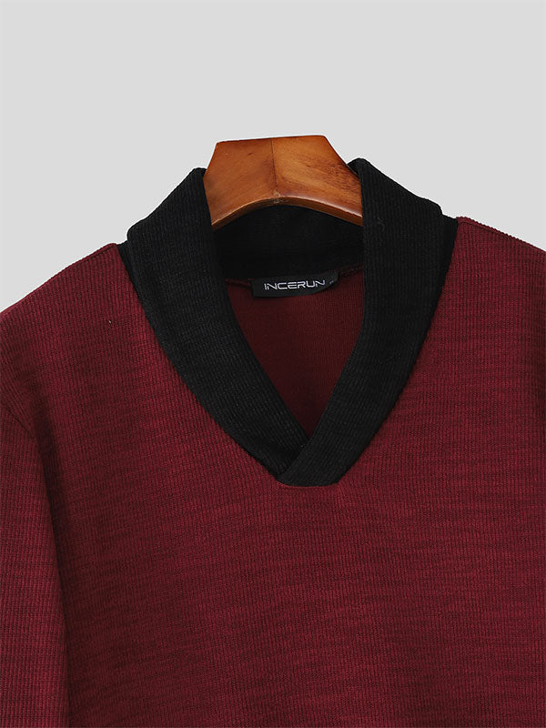 Men's Knit Colorblock Long Sleeve Sweater SKUL29751