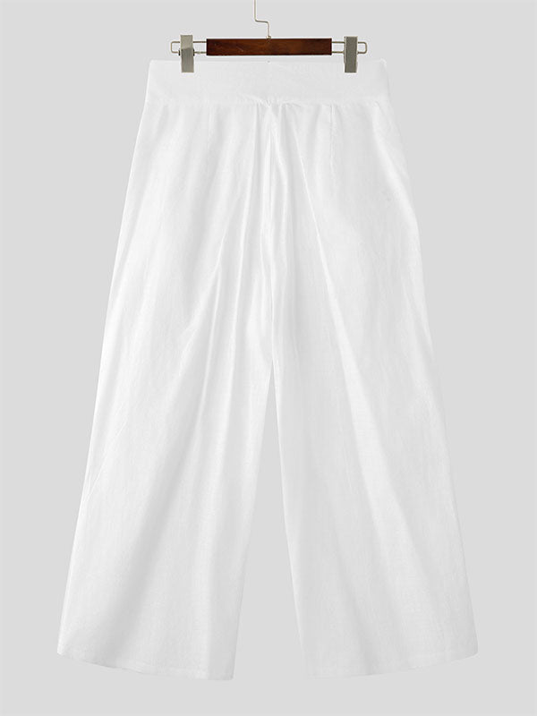 Mens Solid Color Irregular High-Waisted Pant SKUL04242