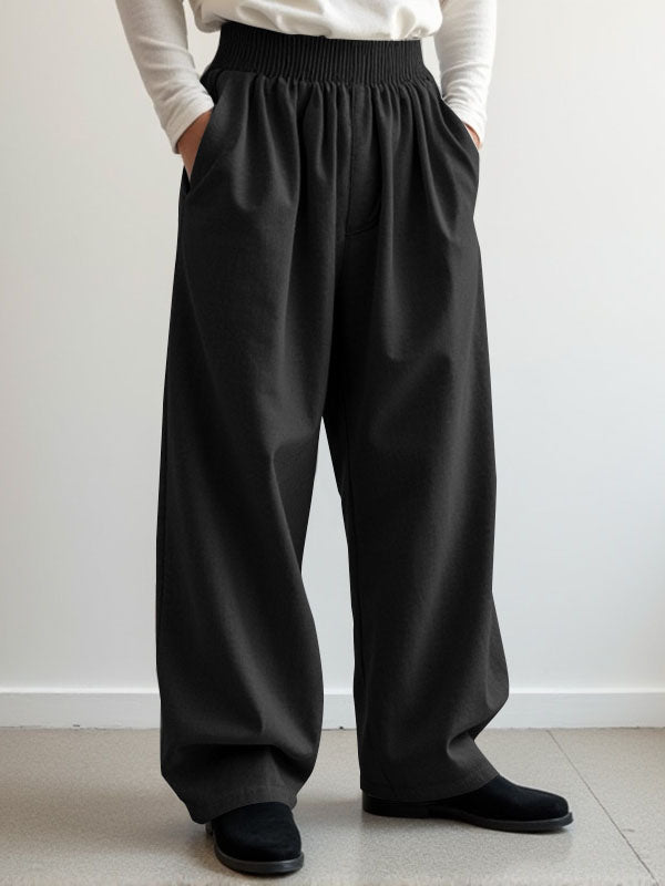 Mens Solid Color Ruched Casual Pant SKUL02034