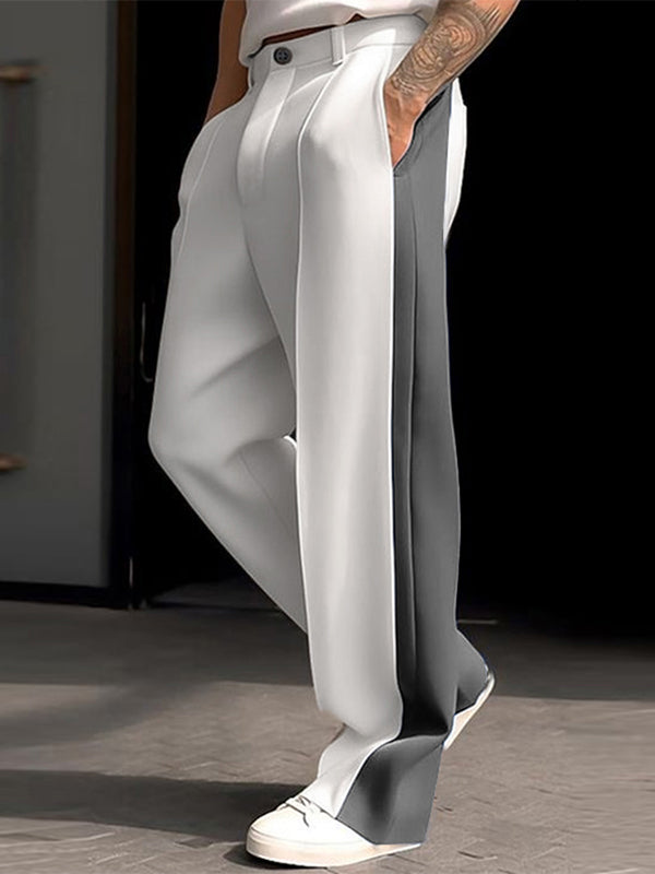 Mens Color-Block Panel Casual Long Pant SKUK86864