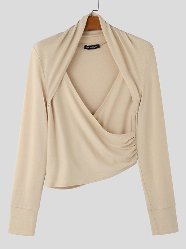 Mens Crossed Texture Knit Long Sleeve Sweater SKUK81194