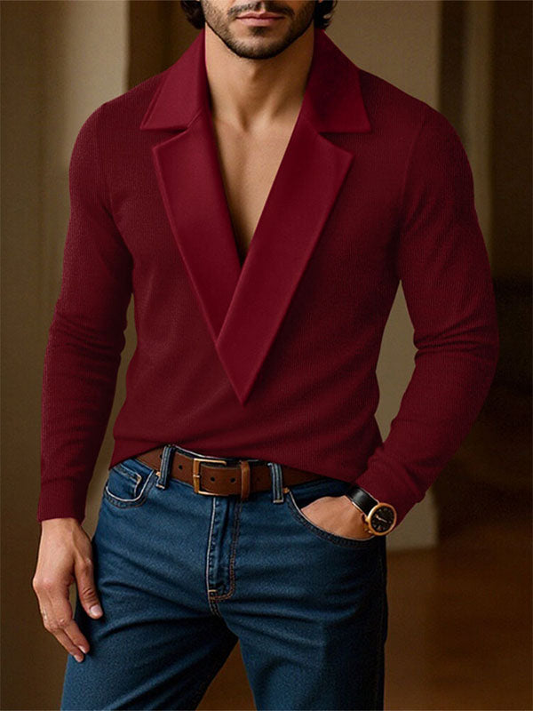 Men's Solid Color Knit Long Sleeve Sweater SKUL31942