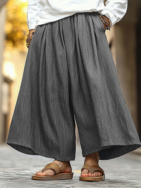 Mens Textured Wide Leg Casual Pant SKUL10768