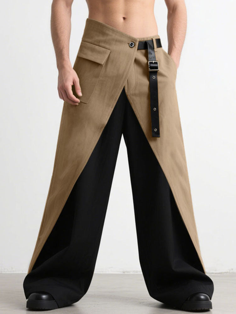 Men's Deconstructed Color Block Layered Pocket Pant SKUL31860