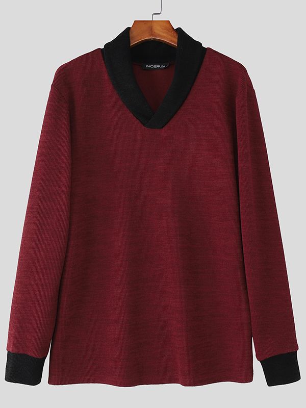 Men's Knit Colorblock Long Sleeve Sweater SKUL29751