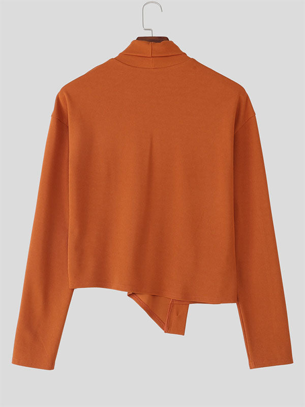 Men's Textured Knit High Neck Long Sleeve Sweater SKUL31989