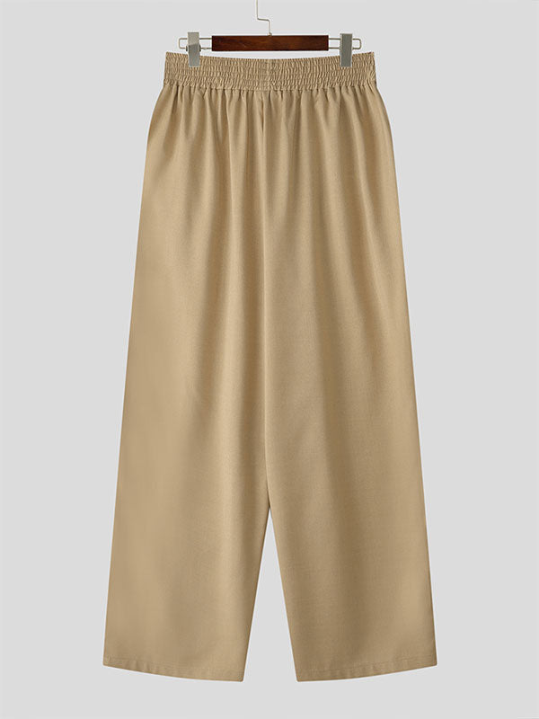 Mens Solid Color Ruched Casual Pant SKUL02034