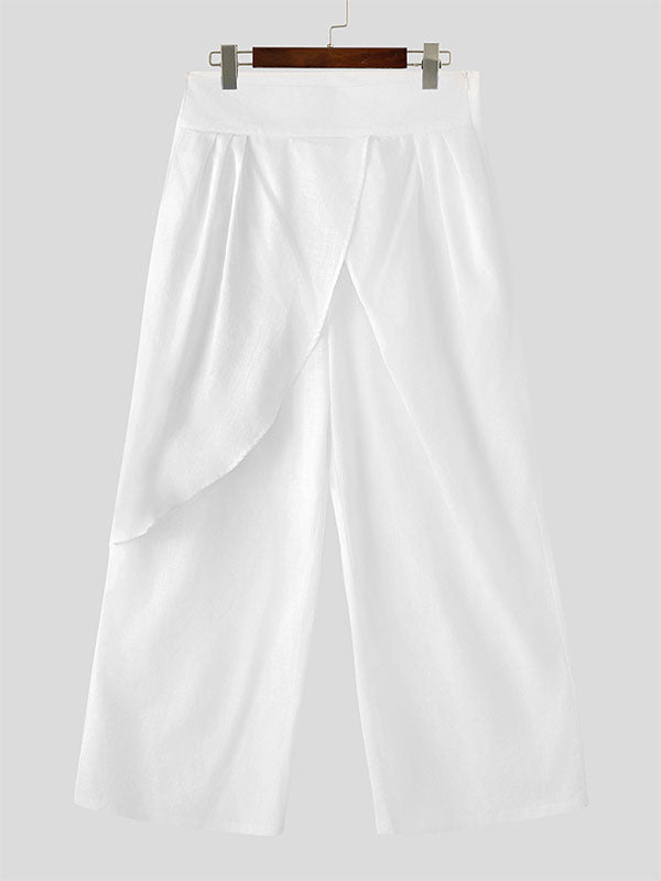 Mens Solid Color Irregular High-Waisted Pant SKUL04242