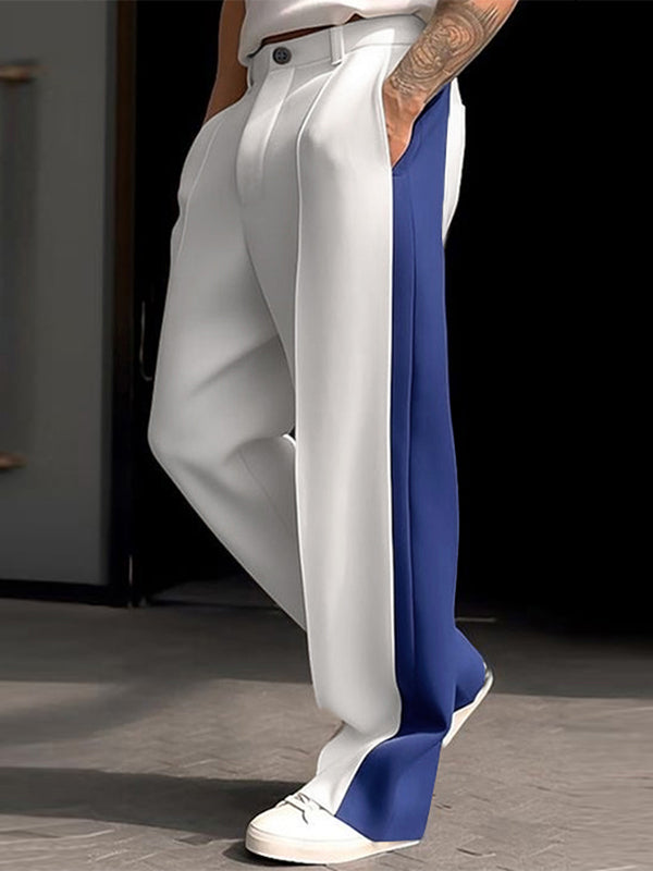 Mens Color-Block Panel Casual Long Pant SKUK86864
